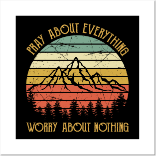 Vintage Christian Pray About Everything Worry About Nothing Posters and Art